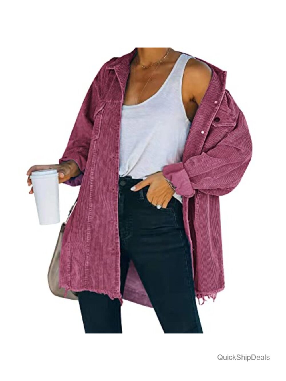 Oversized Corduroy Jacket Retro Button Front Casual Coat